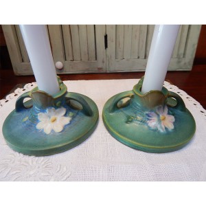 Roseville candle holders