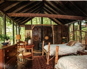 A beautiful bedroom cabin at Camp Tapawingo in the Adirondacks. Featured in the 2015 Home Issue of Adirondack Life magazine.
