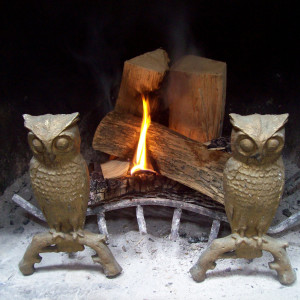 Cast Iron Owl Andirons
