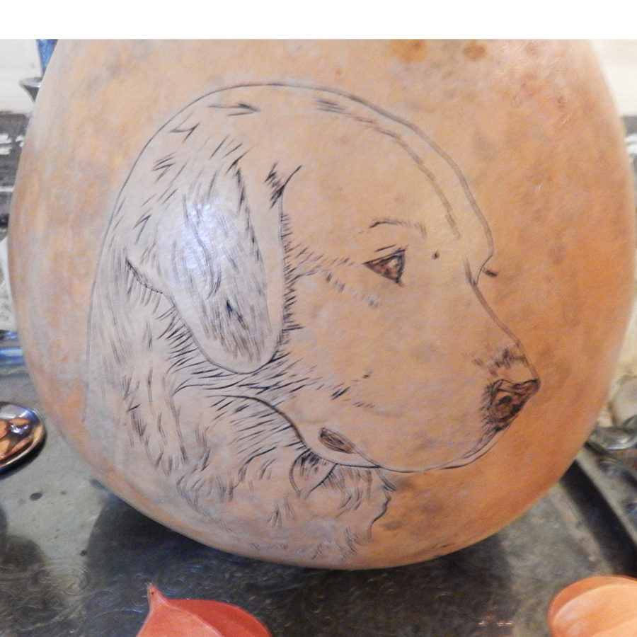 Gourd with Vintage Hunting Dog Portraits